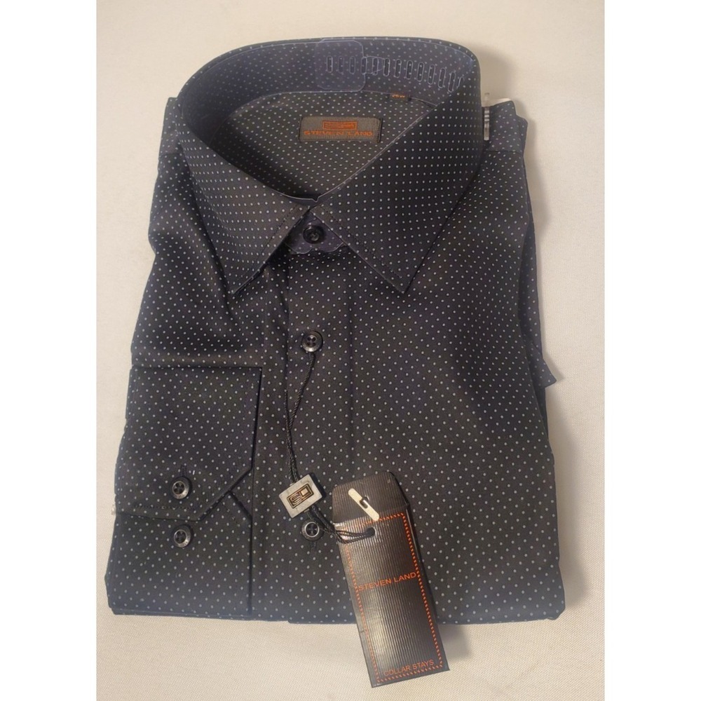 Steven Land Dress Shirt Black 17 1/2 34/35 Style DS2429 NWT